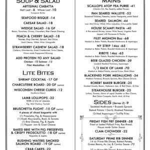 BAKER HOUSE DINNER MENU CHEF DALE 24 JULY 2026